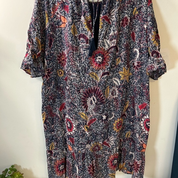 Madewell Ruffle-Sleeve Popover Mini Dress in Bali Blooms Easy fit Size XXL (18) - Picture 5 of 13